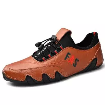 Обувь из натуральной кожи, мужские лоферы, большие размеры, модная повседневная кожаная мужская обувь, удобная обувь для вождения, мокасины, мужская обувь на плоской подошве 38 бежевый