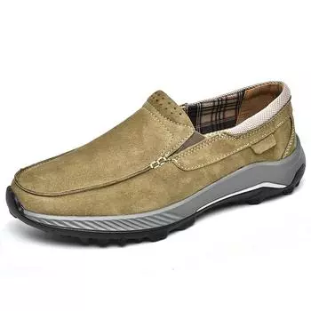 Обувь из натуральной кожи, мужские лоферы, повседневная уличная обувь ручной работы, мокасины, мужская обувь на плоской подошве 38 хаки