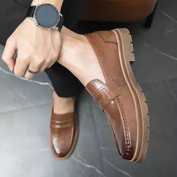 Обувь из натуральной кожи Мужские лоферы Slip on Деловые повседневные кожаные туфли Классические мягкие мокасины Hombre Дышащая мужская обувь Плоские туфли 38 чёрный