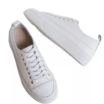 Обувь из натуральной кожи, весенне-осенние лоферы из коровьей кожи на плоской подошве, белые туфли, женские кроссовки, вулканизированная обувь 35 бежевый