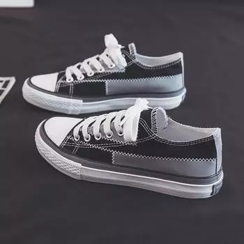 Обувь из парусины Beggar Color Matching, женская обувь с низким верхом, черного и фиолетового цветов, можно заказать F02 35 чёрный