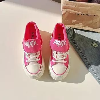 Обувь из парусины Dopamine 2025 года, весна-лето, новая корейская версия, студенческая повседневная обувь на толстой подошве, ленивая, хорошо подходящая женская обувь 35 красный