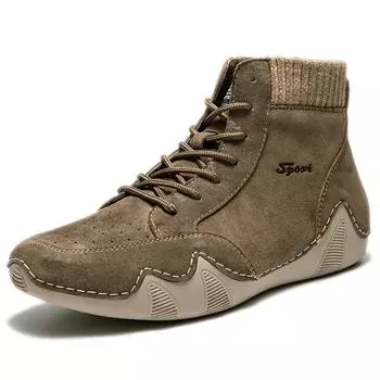 Обувь из спилка ручной работы большого размера, мужские лоферы, удобные ботильоны для мужчин, повседневная обувь, мокасины, мужская обувь 38 чёрный