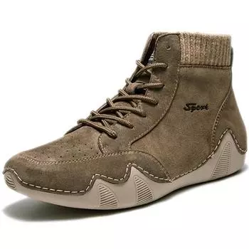 Обувь из спилка ручной работы большого размера, мужские лоферы, удобные ботильоны для мужчин, повседневная обувь, мокасины, мужская обувь 38 хаки