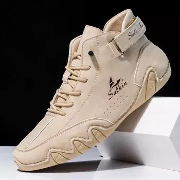 Обувь из спилка ручной работы, мужские лоферы, удобные ботильоны для мужчин, повседневная обувь, мокасины, мужская обувь на плоской подошве 38 коричневый