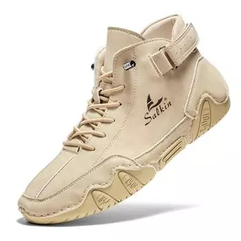 Обувь из спилка ручной работы, мужские лоферы, удобные ботильоны для мужчин, повседневная обувь, мокасины, мужская обувь на плоской подошве 38 песочный