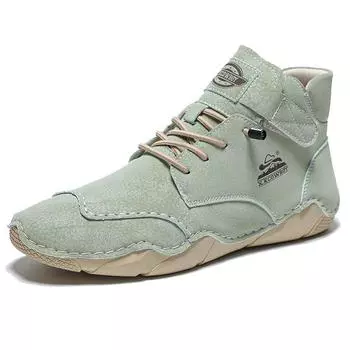 Обувь из спилка ручной работы, мужские лоферы, удобные ботильоны для мужчин, повседневная обувь, мокасины, мужская обувь на плоской подошве 38 зелёный