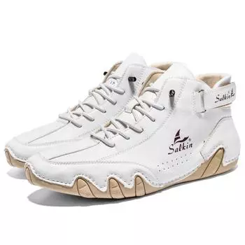 Обувь из спилка ручной работы, мужские лоферы, удобные ботильоны для мужчин, повседневная обувь, мокасины, мужская обувь на плоской подошве 38 коричневый