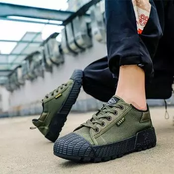 Обувь Jiefang, мужская низкая парусиновая дышащая тренировочная обувь, уличная камуфляжная обувь для защиты труда 38 чёрный