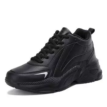 Обувь, которую женщины любят подбирать под папину обувь, женская повседневная спортивная обувь, женская обувь на толстой подошве, увеличивающая рост, большой размер, женская обувь 42 размера 35 чёрный