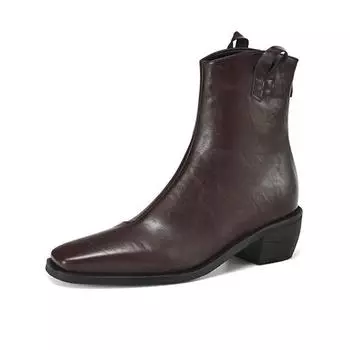 Обувь Krazing Pot PU осень-зима, ретро-мода, толстые каблуки, ботинки челси, размер 43, лаконичный стиль, без застежек, квадратный носок, сохраняющий тепло, ботильоны 34 чёрный