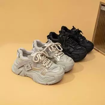 Обувь Кроссовки Весна Новые Универсальные Черные Папочки Платформа Маленькие Повседневные Туфли Дети 35 серый