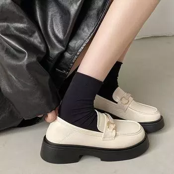 Обувь Lefou, женская обувь в британском стиле, женские туфли, черные кожаные туфли, универсальная рабочая обувь 35 бежевый