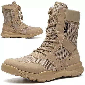 Обувь Летние мужские и женские дышащие военные ботинки Ботинки тактические с боковой молнией Легкие военные ботинки для активного отдыха Высокие ботинки 35