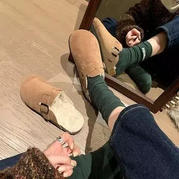 Обувь Mao Mao 2024 года, новая осенне-зимняя одежда в британском стиле с плоским дном, универсальная домашняя термосумка для дома, хлопковая швабра 35