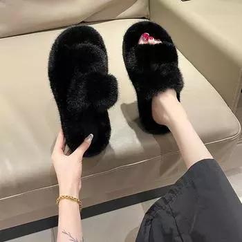 Обувь Mao Mao 2025 года, новая верхняя одежда для женщин на осень и зиму, модные универсальные нескользящие тапочки с толстой подошвой красного цвета Mao Mao 35