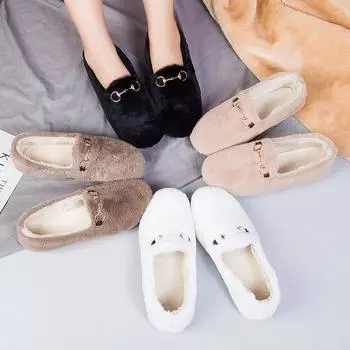 Обувь Mao Mao женская одежда 2024 года осень-зима новые бархатные хлопковые туфли корейской версии ленивые педали мягкая подошва туфли Doudou 35 чёрный