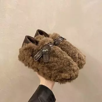 Обувь Mao Mao, женская верхняя одежда, зимняя новая обувь на толстой подошве с одной педалью, бархатные хлопковые туфли 35