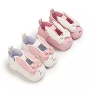 Обувь Мэри Джейн для маленьких девочек, детские нескользящие туфли на мягкой подошве с милым кроликом для прогулок, туфли из искусственной кожи для новорожденных принцессы, свадебные первые ходунки, 0-18 месяцев 2/M