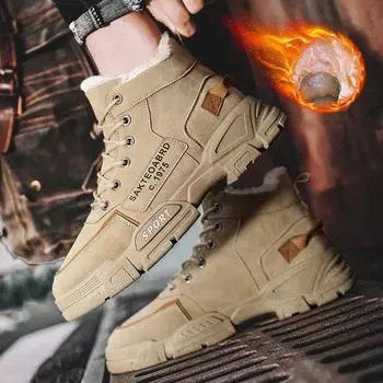 Обувь Martin, мужская, с высоким берцем, нескользящая, термообувь из хлопка, мужская, повседневная, рабочая, страховая, инструментальная, ботинки из толстого бархата для снега 39