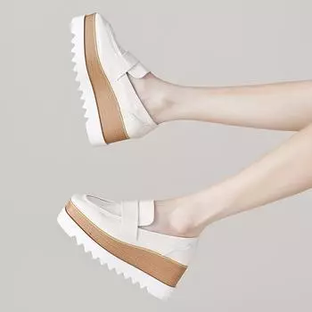 Обувь Matsuke в британском стиле, новинка 2024 года, обувь на толстой подошве с квадратной головкой и наклонным каблуком, универсальная обувь HZB 34 чёрный