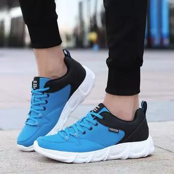 Обувь мужская больших размеров кожаная поверхность Four Seasons модные мужские кроссовки подошва легкая повседневная мужская обувь 38 чёрный