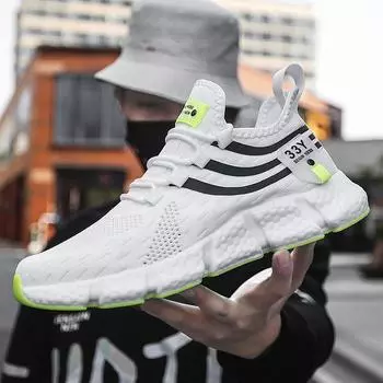 Обувь мужская больших размеров мужские кроссовки летние летающие тканые дышащие модные мужские туфли Popcorn Light кроссовки 36 чёрный