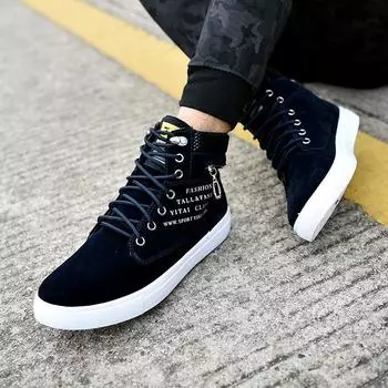 Обувь мужская большого размера мода высокие ботинки Martin трендовые ботинки для активного отдыха универсальные школьные туфли для студентов 39 чёрный