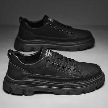 Обувь мужская кожаная мужская обувь мужская повседневная деловая кожаная модная обувь на шнуровке мужская легкая удобная обувь для вождения на плоской подошве 39