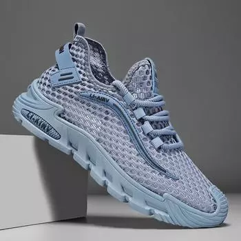Обувь мужская летняя 2025 года, новые дышащие удобные сетчатые кроссовки, спортивная трендовая обувь для бега, модная трендовая повседневная обувь 39 бежевый