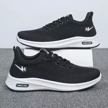 Обувь Мужская мода Кроссовки Fly-woven Кроссовки с низким верхом на шнуровке Повседневная обувь Для активного отдыха Дышащая спортивная обувь 39 серый