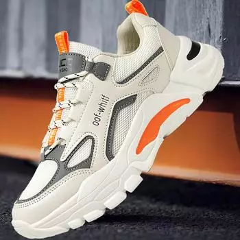 Обувь мужская модная обувь 2025 года, новая спортивная обувь для осени и зимы, дышащая сетка, кроссовки, повседневная универсальная обувь, корейская версия мужской обуви 39 белый