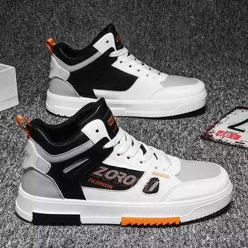 Обувь Мужская модная обувь Весна 2025 Новые высокие повседневные кроссовки для учеников средней школы Мужские универсальные спортивные туфли среднего берца Маленькие белые туфли 39