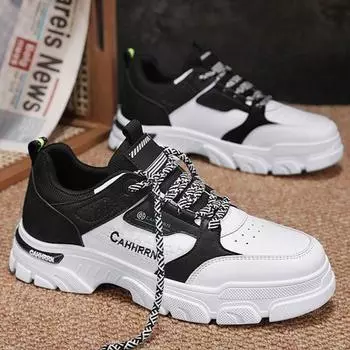 Обувь Мужская обувь 2025 Новая весна Мужская обувь для спорта и работы с высоким голенищем Молодежная обувь для отдыха Низкие ботинки Martin 39 чёрный