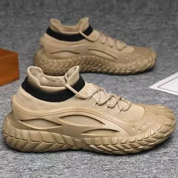 Обувь мужская обувь весна лето осень 2025 новые спортивные и досуговые одинарные туфли летающие тканые сетчатые дышащие рабочие туфли для прилива обувь для доски 39 зелёный