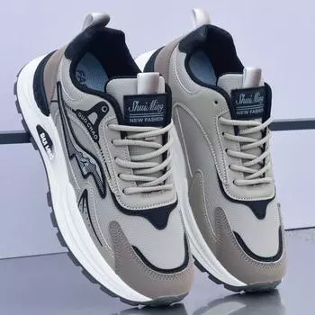 Обувь мужская осенне-зимняя новая нескользящая мягкая подошва кожаная поверхность водонепроницаемая повседневная спортивная обувь модные универсальные мужские кроссовки 38 (standard size)