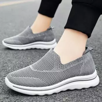 Обувь мужская повседневная обувь летняя ленивая обувь с одной педалью для отцов среднего и пожилого возраста мягкая подошва легкая прогулочная обувь 39