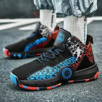 Обувь мужская приливная обувь для детей среднего и старшего возраста трение звук бег спортивная обувь летающая тканая сетка внешняя торговля мужская обувь баскетбол 31