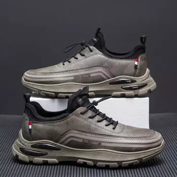 Обувь мужская спортивная обувь весна-осень 2024 новые большие размеры повседневная кожаная мужская бархатная дышащая обувь для папы 39