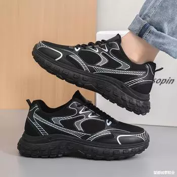 Обувь мужская весенняя новая спортивная обувь на платформе с сетчатым плетением модная повседневная обувь износостойкая низкая мужская обувь для бега 39