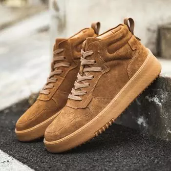 Обувь Мужская зимняя повседневная обувь Модная обувь из матовой кожи с мехом на платформе Туфли для досок на платформе Мужские ботинки Martin среднего размера 38 коричневый