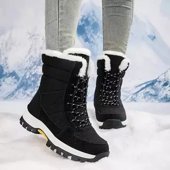 Обувь мужская зимняя высокая повседневная зимняя обувь высокого качества модная теплая хлопковая обувь удобная пара размер уличные рабочие ботинки 36 чёрный