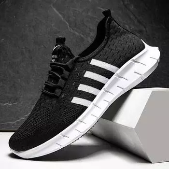 Обувь Мужские кроссовки Flying Weaving Breathable Sneakers Мужская мода Кроссовки для бега на открытом воздухе Низкие сетчатые мужские туфли 39 белый