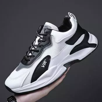 Обувь Мужские кроссовки на шнуровке Повседневная дышащая износостойкая обувь Модная универсальная сетчатая беговая ходьба на открытом воздухе Удобная обувь 39 чёрный