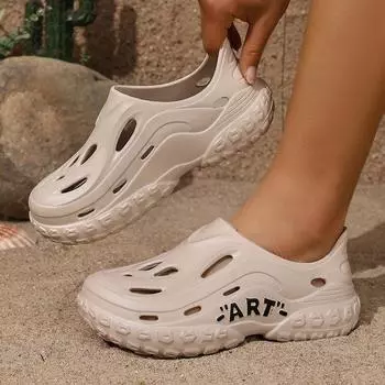 Обувь Мужские новые сандалии EVA легкие наружные сапожки для пещер дышащие мужские толстые пляжные туфли 40 чёрный