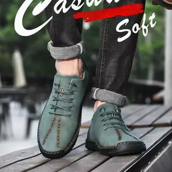 Обувь Мужские повседневные кроссовки Обувь для вождения Кожаные лоферы Мужская обувь 39 чёрный