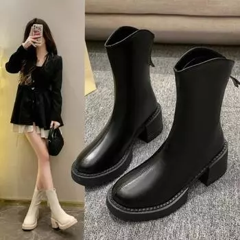 Обувь на каблуке, женские ботильоны, рабочие, на очень высоком каблуке, коричневые, на толстой платформе, короткие туфли для женщин, водонепроницаемые, черные, из искусственной кожи 35