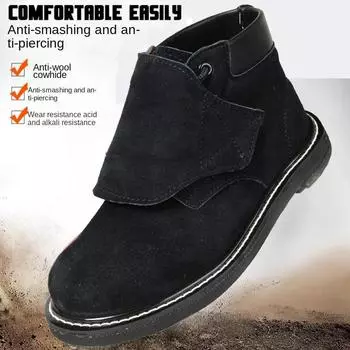 Обувь на подошве из шин, защитная обувь с защитой от ударов и проколов, защитная обувь для сварщиков с высоким голенищем 39