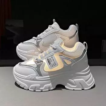 Обувь на танкетке для женщин Кроссовки Женская обувь Модная платформа Теннисные белые кроссовки для бега Женские оригинальные в 2024 году zapatos mujer 35 чёрный