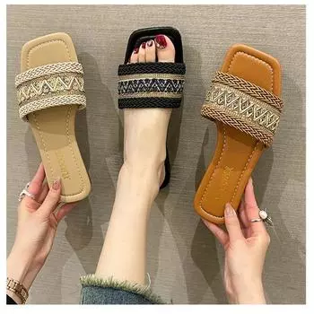 Обувь Низкие тапочки Мягкие тапочки Женские шлепанцы Модные сланцевые женские пляжные удобные роскошные резиновые тапочки на плоской подошве 35